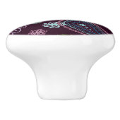 花ペイズリープリントセラミックキャビネットノブ セラミックノブ (側面)