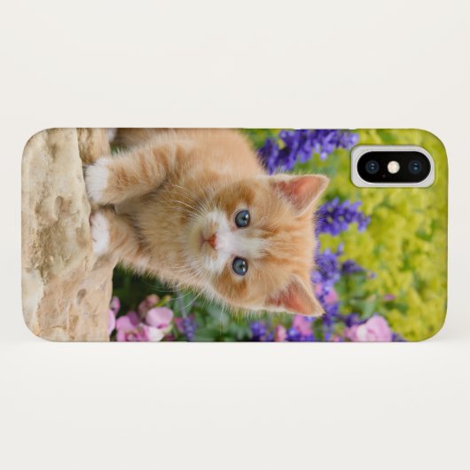 花ペット写真のかわいく柔らかいショウガ猫の子ネコ Case-Mate iPhoneケース (裏面(横))