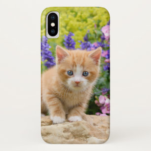 花ペット写真のかわいく柔らかいショウガ猫の子ネコ iPhone X ケース