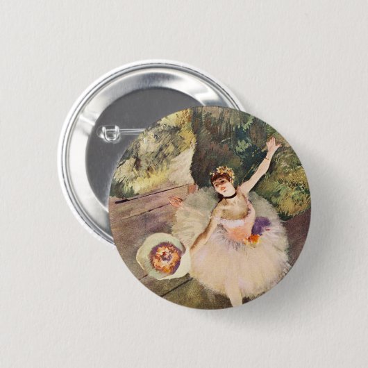 花ボタンの花束を持つバレリーナのガスを抜いて下さい 缶バッジ (正面&裏面)
