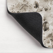 花ボヘミアのヴィンテージのエレガントで白い灰色のバラ マウスパッド (コーナー)