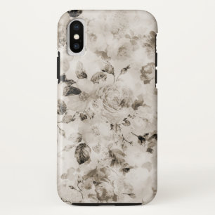 花ボヘミアのヴィンテージのエレガントで白い灰色のバラ iPhone X ケース