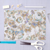 花ボヘミアの赤面のラベンダーの茶色のティール（緑がかった色）のバラ 薄葉紙 (クラフト)