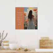 花ポスター付き幸福感動的少女 ポスター (キッチン)