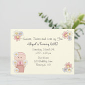 花ポットベビー1st誕生日招待状for Girls 招待状 (スタンド正面)