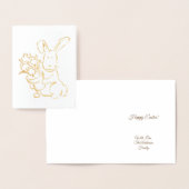 花ポットホイルカード付きキュートなイースターバニーヘア 箔カード (ディスプレー)