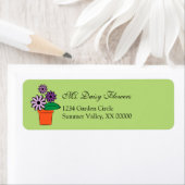 花ポット紫デイジー パーソナライズされた ラベル (インサイチュ)