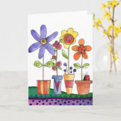 花ポット カード (黄色い花)