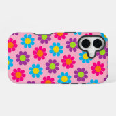 花ポップ・アートの力 iPhone 16ケース (裏面横)