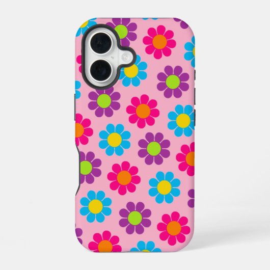 花ポップ・アートの力 iPhone 16ケース (裏面)