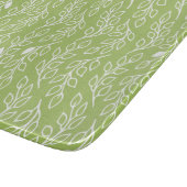 花ポップ・アートの葉グリーンガラス切断板小 カッティングボード (角)