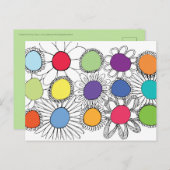 花ポップ・アートの ポストカード (正面/裏面)