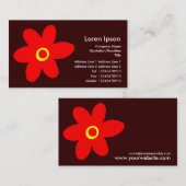 花ポップ・アートの – 濃い茶色 名刺 (正面/裏面)