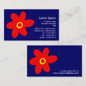 花ポップ・アートの – 濃い青 名刺 (正面/裏面)