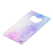 花マクロエレガントフォトピンクラベンダー クレジットカード栓抜き (正面アングル)