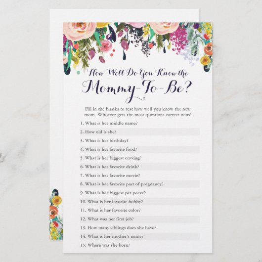 花ママのクイズをどれだけ知っているか (正面/裏面)