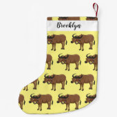 花マンガイラストレーション付き水牛 スモールクリスマスストッキング (裏面)