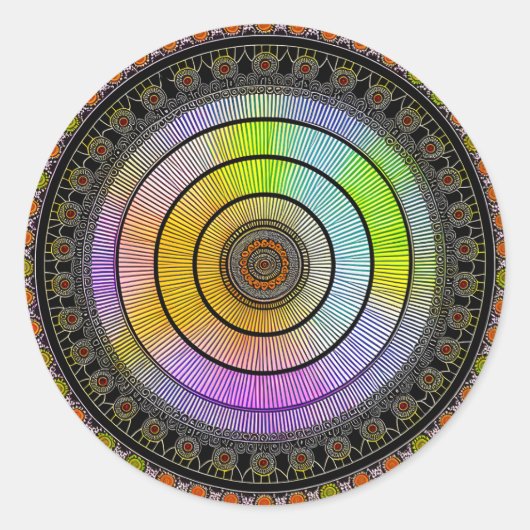 花マンダラアートによる瞑想スピリチュアル ラウンドシール (正面)