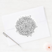 花マンダラアートによる瞑想スピリチュアル ラウンドシール (封筒)
