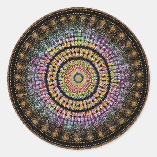 花マンダラアートによる瞑想スピリチュアル ラウンドシール (正面)