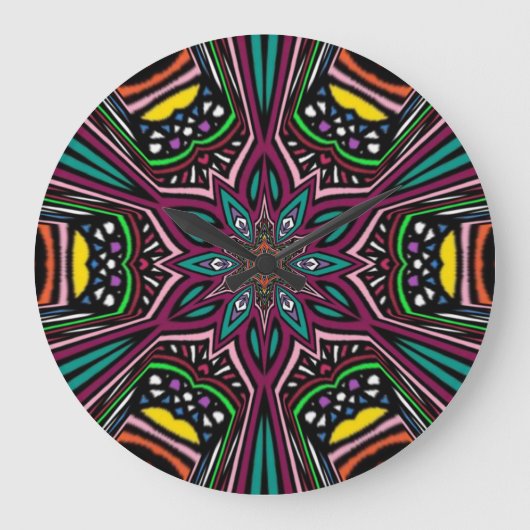 花マンダラ ラージ壁時計 (正面)