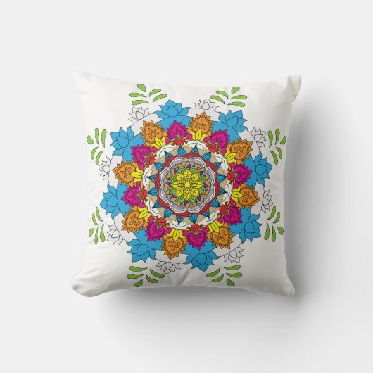 花マンダラ。ヴィンテージ装飾要素織江 クッション (正面)