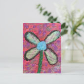 花ミックスメディアコラージュ ポストカード (スタンド正面)