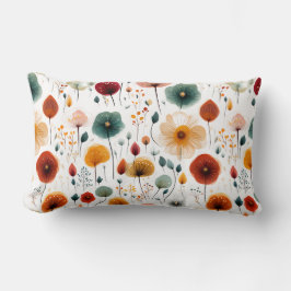 花ミニマリスト赤緑黄色オレンジパープル ランバークッション