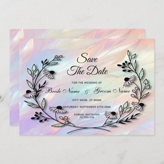 花ミニマルの日付を保存 セーブザデート (正面/裏面)