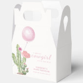 花ミニマルサボテン風船女性のカーボーイベビーシャワー フェイバーボックス (見開き)