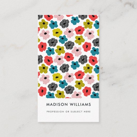 花ミニマルスタイリッシュトレンディーモダンビジネスカー 名刺 (正面)