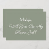 花ミニマル女の子プロポーザルSage Green結婚's 招待状 (正面/裏面)