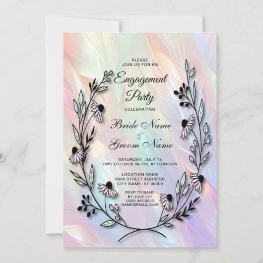 花ミニマル婚約招待状 招待状 (正面)