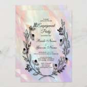 花ミニマル婚約招待状 招待状 (正面/裏面)