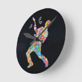 花ミュージシャン ラウンド壁時計 (傾斜)
