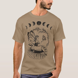 花ムーンフェイズバタフライウィッチーグランジフェアリー Tシャツ