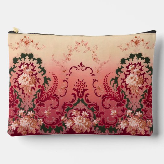 花メダリオンフローラ花束が葉状に入る アクセサリーポーチ (正面)