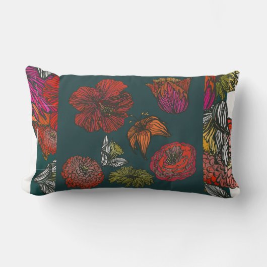 花メドレンバー枕 ランバークッション (正面)