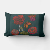 花メドレー暗青色の縁ど緑と背中 ランバークッション (正面)