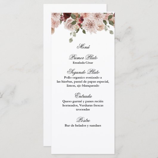 花メニューテンプレート(任意の大事な行事) メニュー (正面/裏面)