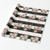 花メリーエレガントクリスマスバラ金ゴールドグリッター ラッピングペーパー (アンロールド)