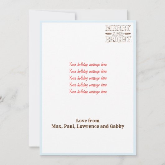 花メリー付き明るいカウボーイハットのクリスマス シーズンカード (裏面)