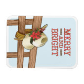 花メリー付き明るいカウボーイハットのクリスマス マグネット (横)