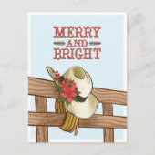 花メリー付き明るいカウボーイハットのクリスマス 案内ポストカード (正面)