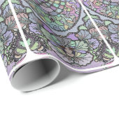 花モザイクパープルパンジーフローラ エレガント ラッピングペーパー (ロールコーナー)