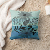 花モダンが夢のような青い背景 クッション (ブランケット)