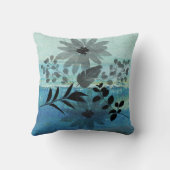 花モダンが夢のような青い背景 クッション (裏面)