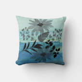 花モダンが夢のような青い背景 クッション (正面)