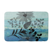 花モダンが夢のような青い背景 バスマット (正面)