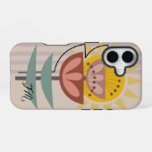花モダンとカスタム文字 iPhone 16ケース (裏面横)